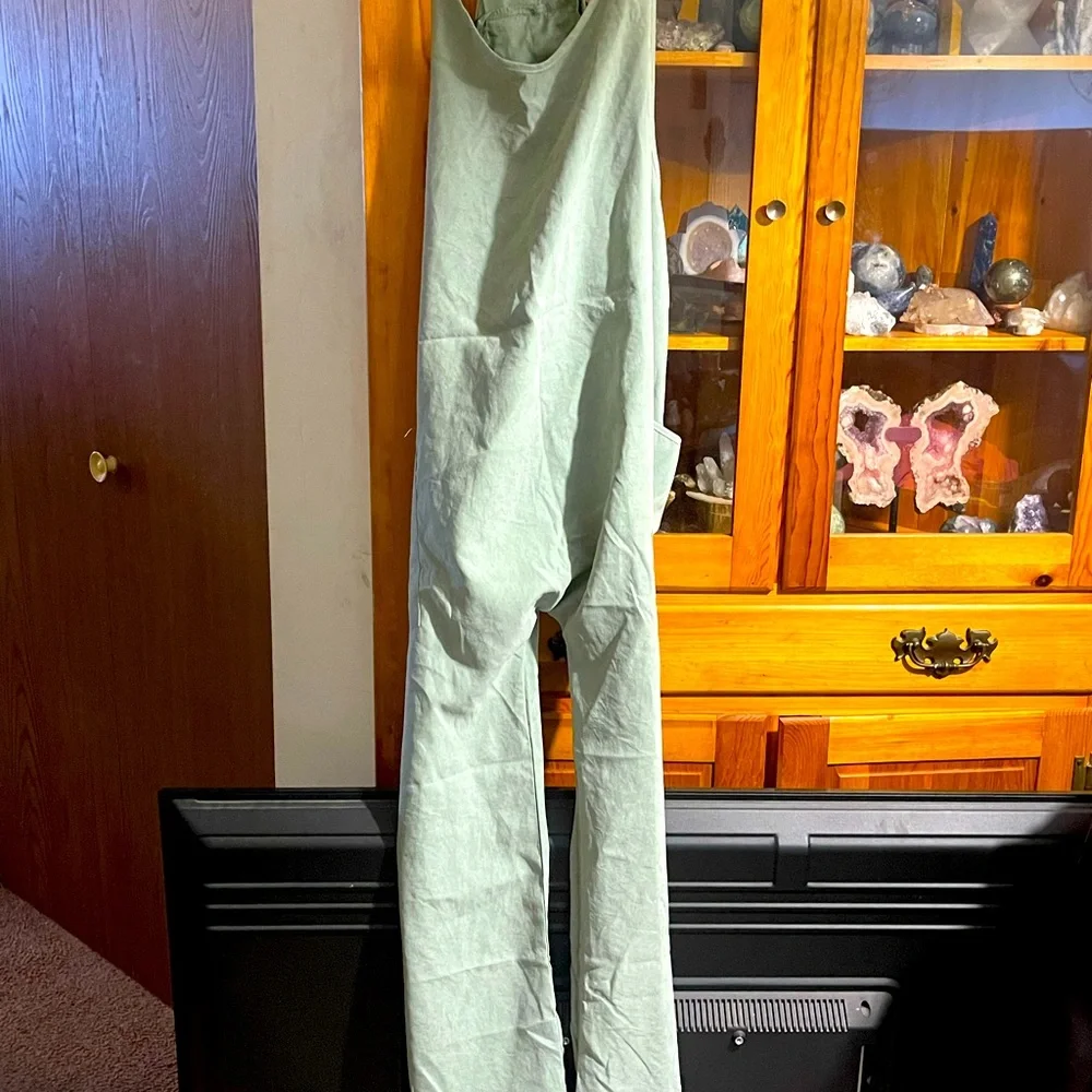 Light greenish gray overall style jumpsuit - Picture 1 of 7